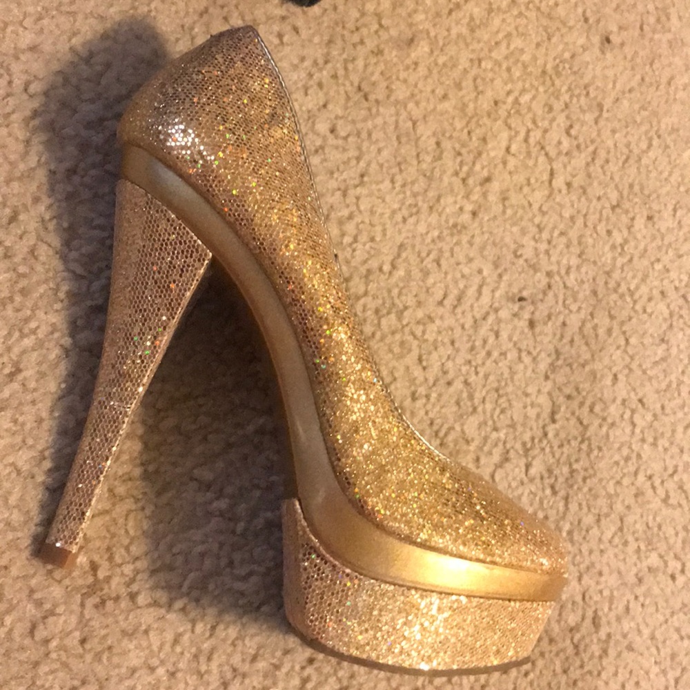 Platform glittery gold high heels Size 6.5 - Picture 6 of 8